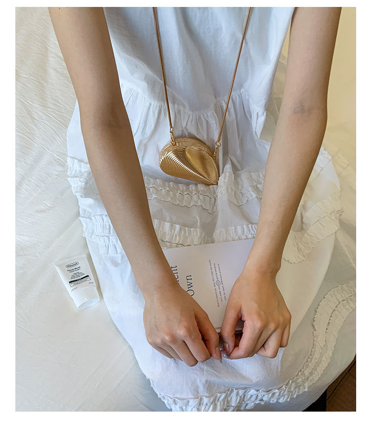 Mini2025Summer New Bag Niche Metal Shell Single Shoulder Chain Crossbody Bag Evening Fashion Small Bag for Women