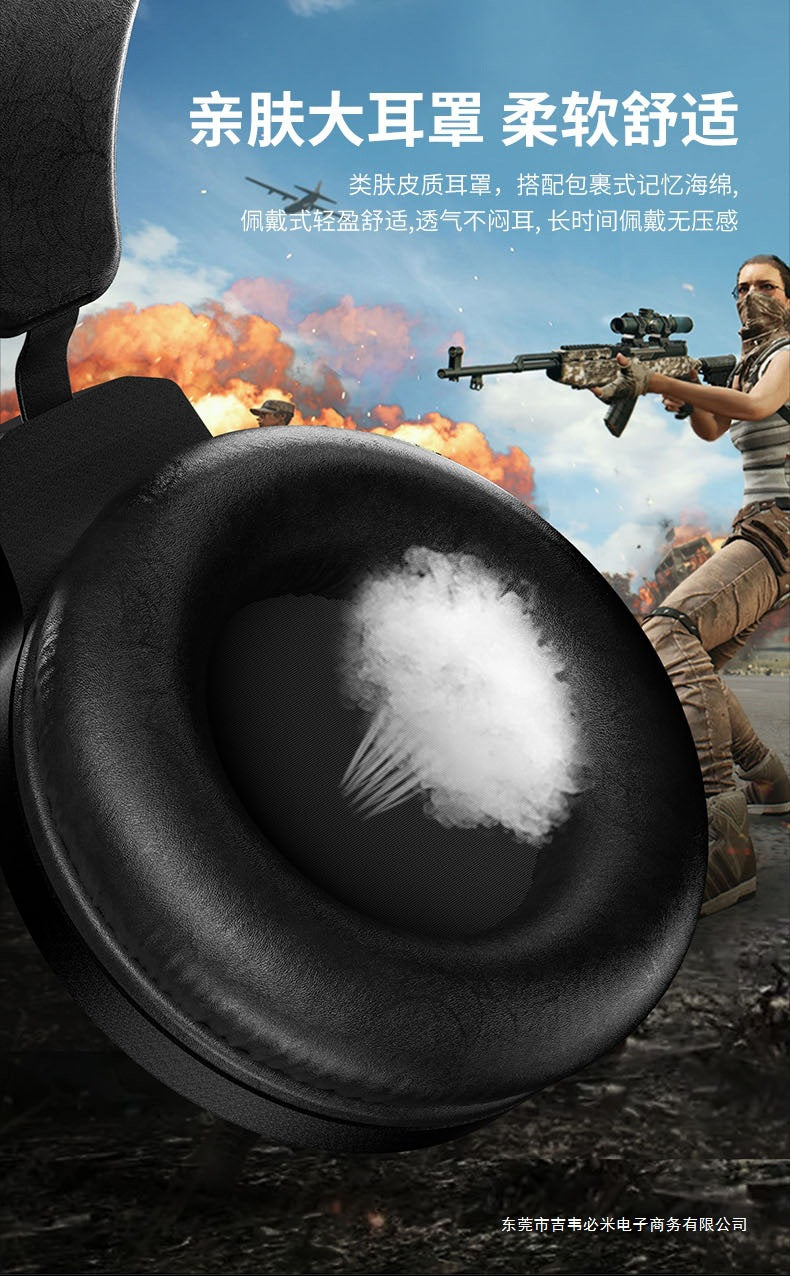 Wrangler Over-Ear Computer Headphones with Microphone Wired Desktop Gaming E-Sports Dedicated7.1Headset USB Large
