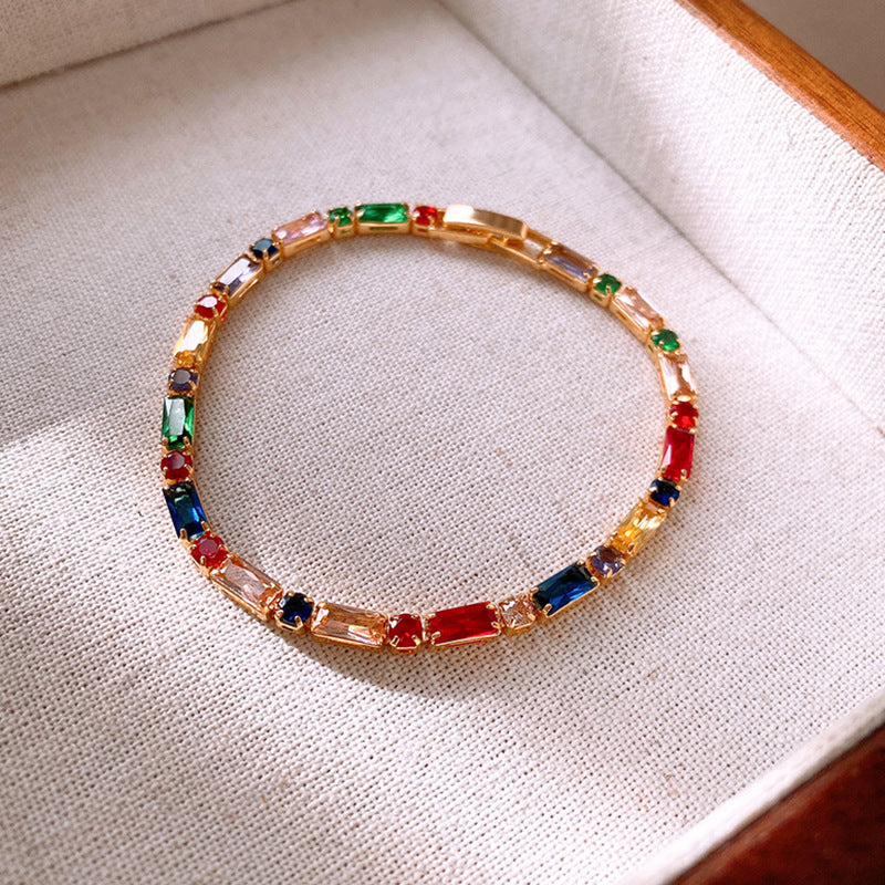 Medieval vintage Geometric Zircon Bracelet Simple Fashionable Elegant Versatile Bracelet Design Sense Niche Jewelry for Women
