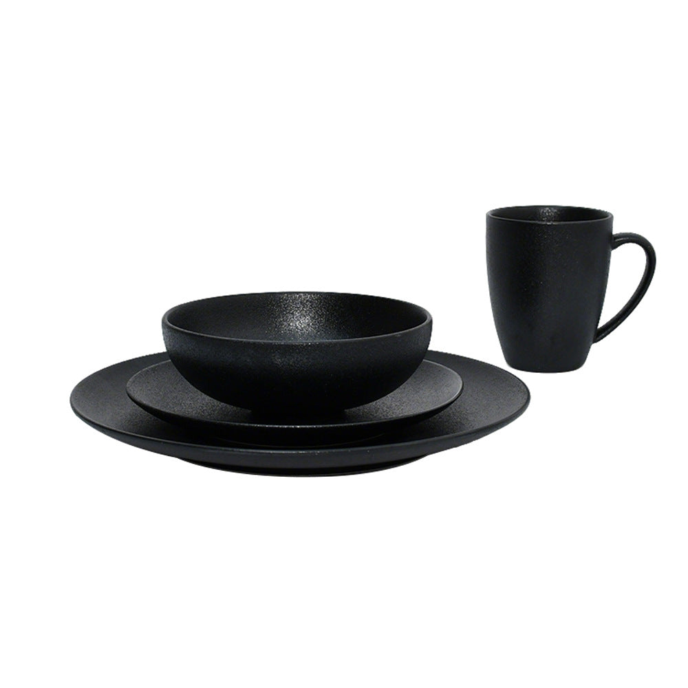 ceramic black plates bowl dinnerware Set of 4 set of 16Set