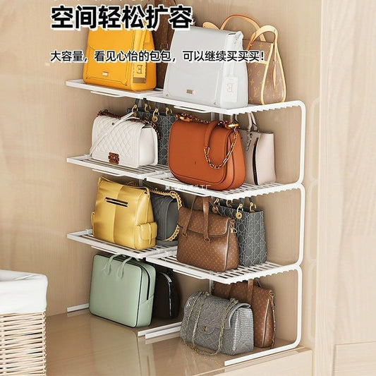 Bag Storage Rack Organizer Shelf for Bags Storage Cabinet Wardrobe Clothes Layered Partition Storage Box Placement Rack