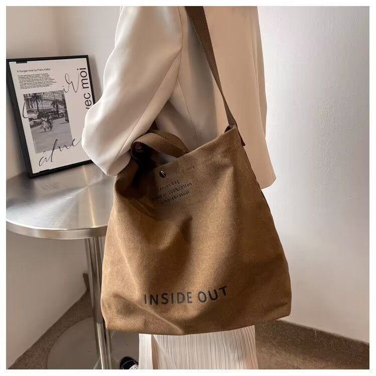 Canvas Crossbody Bag Men's Handbag Commuting Bag Male College Student Class Bag Shoulder Bag Large Capacity Backpack