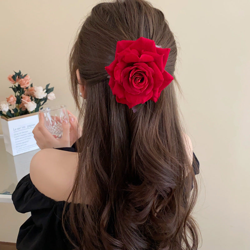 Super Fairy Vacation Style Fabric Flower Hair Clip Side Bangs Broken Hair Duckbill Clip Gentle Atmosphere Versatile Hair Accessory for Women