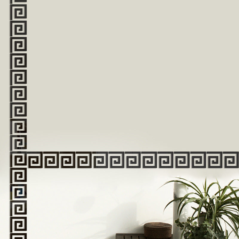 Hot-Selling Spiral Acrylic Mirror Sticky Paper Clips Waistline Wall Stickers for Home Living Room DIY Decorative Mirror Wall Sticker