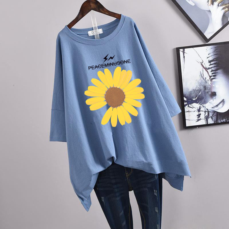 200Plus Size Women's Summer Leaf Print Casual Split Mid-Length Short Sleeve Dress T Women's Loose Fit Plus Size Shirt