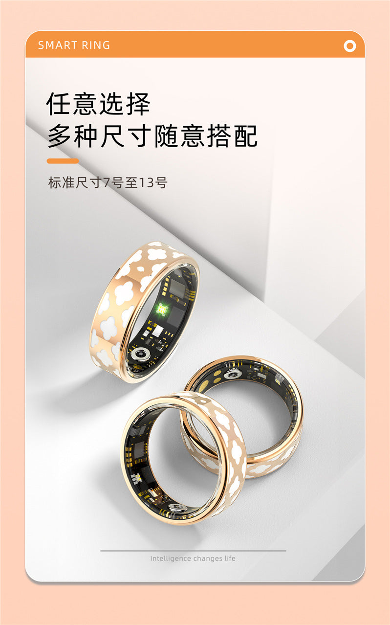 Cross-Border Hot-Selling Niche Black Technology R10M Enamel Color Smart Ring Heart Rate Blood Oxygen Sleep Monitoring Sports Photo