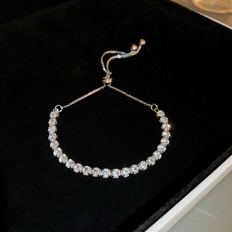 Xiaohongshu Same Style Hot-Selling Zircon Bracelet Light Luxury Niche Exquisite High-End Feel Adjustable Pull Jewelry for Women