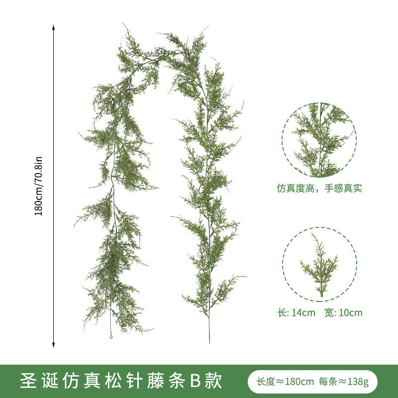 Artificial Pine and Cypress Wreath PE Encrypted Christmas Vine Artificial Christmas Tree Vine Leaves Pine Needles Door Hanging Christmas Decorations