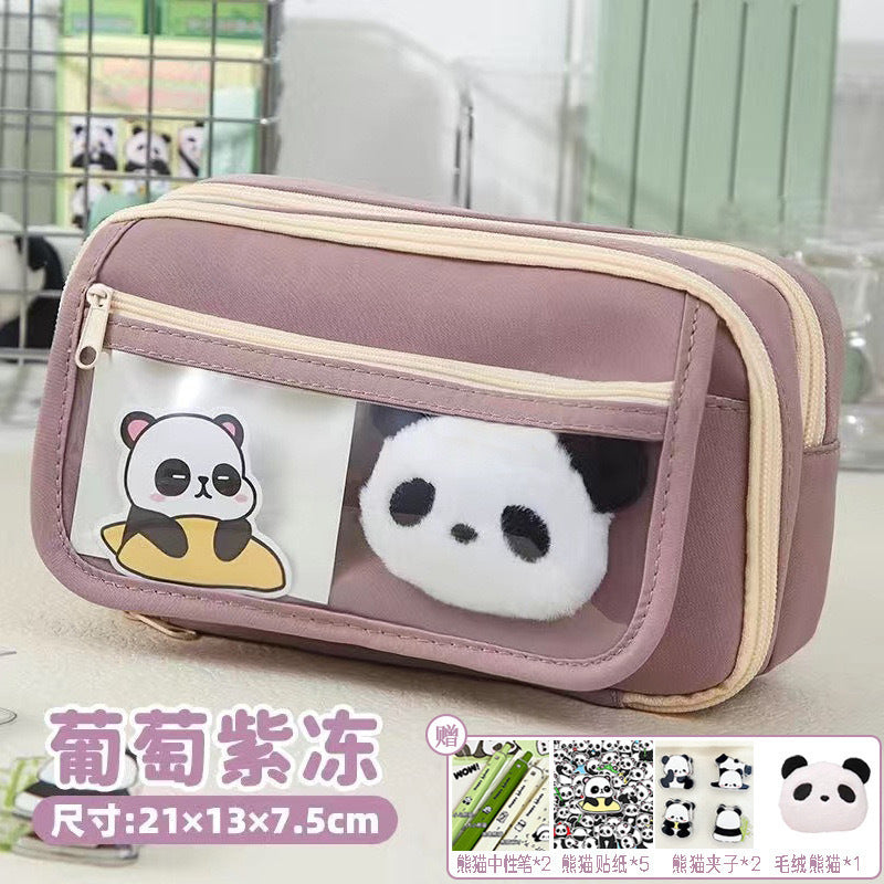 Large Capacity Pencil Case Kawaii Canvas Pencilcase School
