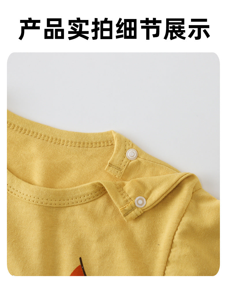 Summer New Infant Crawling Suit Pure Cotton Korean Version Thin Boys' Short Sleeve Girls' One-Piece Romper