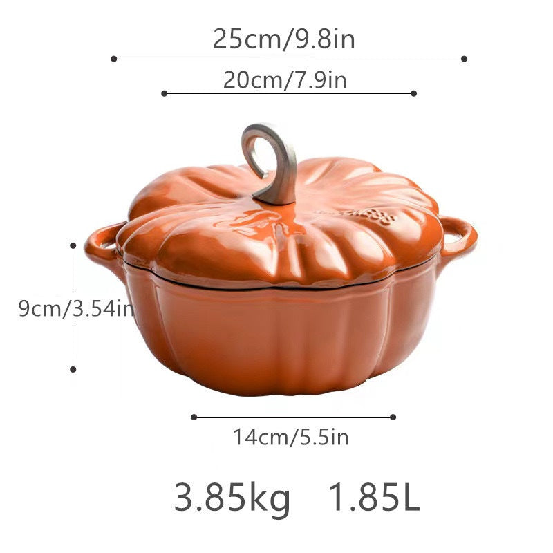 Enamel Pot Pumpkin Shape Enamel Pot Soup Stew Multifunctional Pot Household Enamel Soup Pot Induction Cooker Compatible
