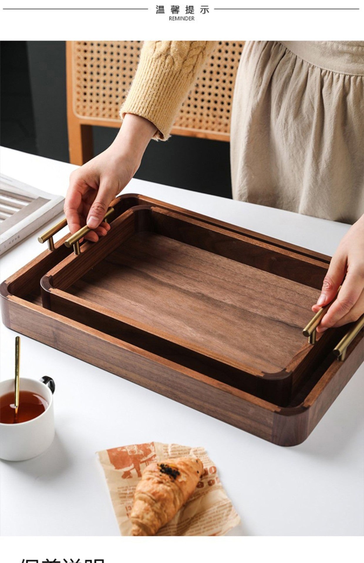 Black Walnut Tea Cup Tray Wooden Tray Household Wooden Tea Cup Tray Wooden Cutlery Plate Bread Plate Hotel