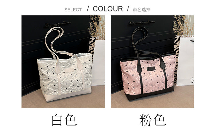 Class Commuting Tote Bag Large Capacity Heart Summer Stylish2025New style casual bowknot single shoulder underarm bag