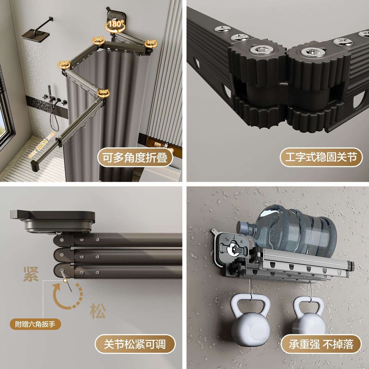 Thickened Invisible Folding Shower Curtain Rod Home Quick-Dry Bath Partition Curtain Bathroom Waterproof Cloth Dry-Wet Separation Shower Curtain
