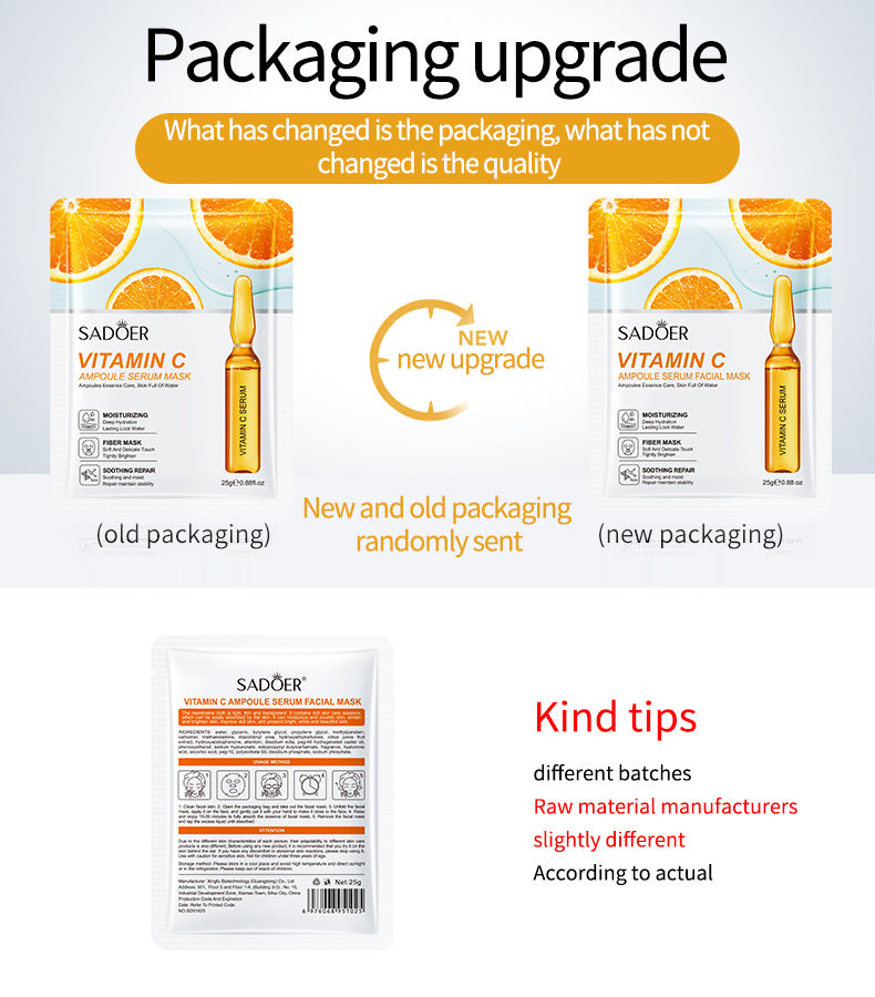 Full English Ampoule Essence Mask SADOER Hyaluronic Acid Hydrating Vitamin C Moisturizing Cross-Border Wholesale