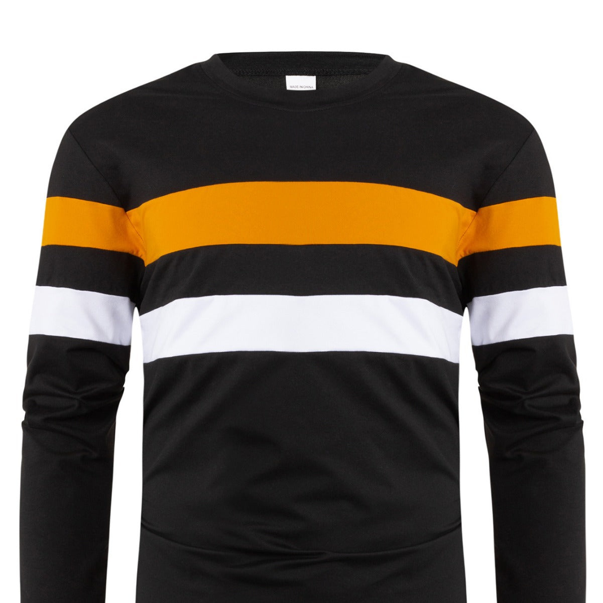 Cross-Border Trade Plus Size Autumn Winter Men's Crew Neck Long Sleeve Color Block Base Shirt Pullover Thin Long Sleeve T Men's T-shirt