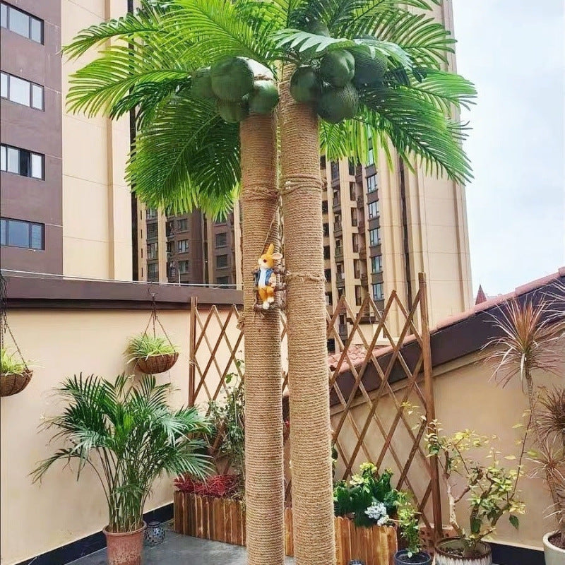 Artificial Coconut Tree Real Green Plant Coconut Fruit Leaves Pipe Decoration Sewer Cover Indoor Beautification Balcony Artificial Landscape