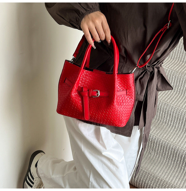 Korean style Niche Sweet Girl Handbag2025New high-end vegetable basket woven bag single shoulder crossbody bag