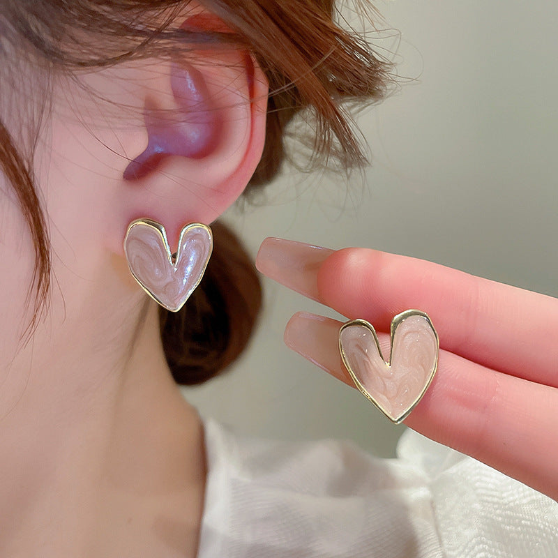 Silver Needle Ancora Red Oil Drop Geometric Earrings Niche Versatile Retro Elegant Studs High-end Fashion Earrings for Women