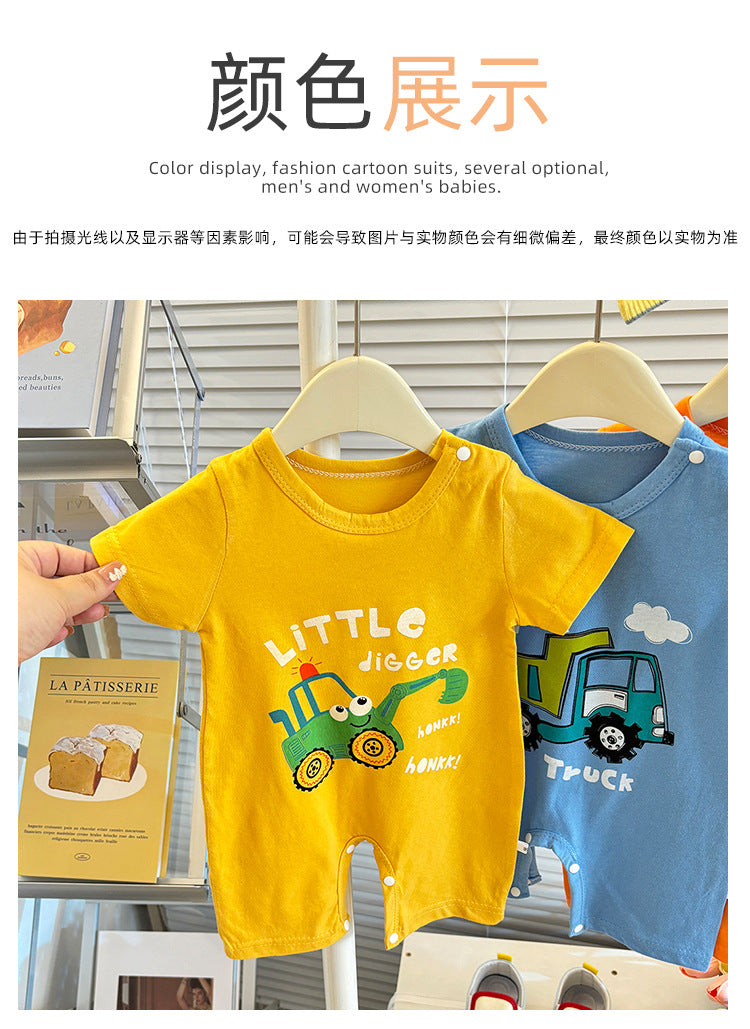 Pure Cotton Infant Jumpsuit Summer Pure Cotton Printed Korean Version Baby Romper Lightweight Breathable Unisex Baby Short Sleeve