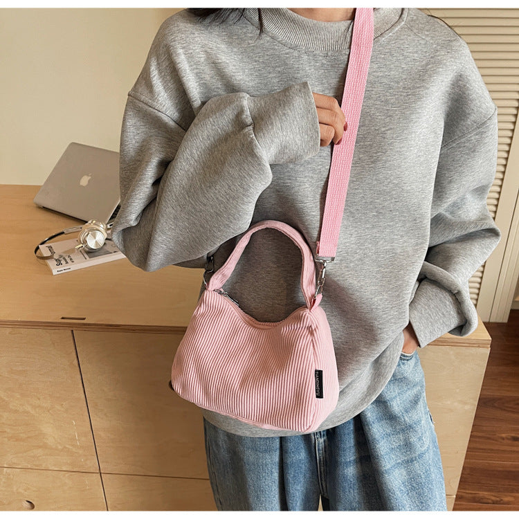 2024New Casual Large Capacity Women's Shoulder Bag Trendy Corduroy Versatile Crossbody Bag Trendy Bag Cross-Border Hot Item