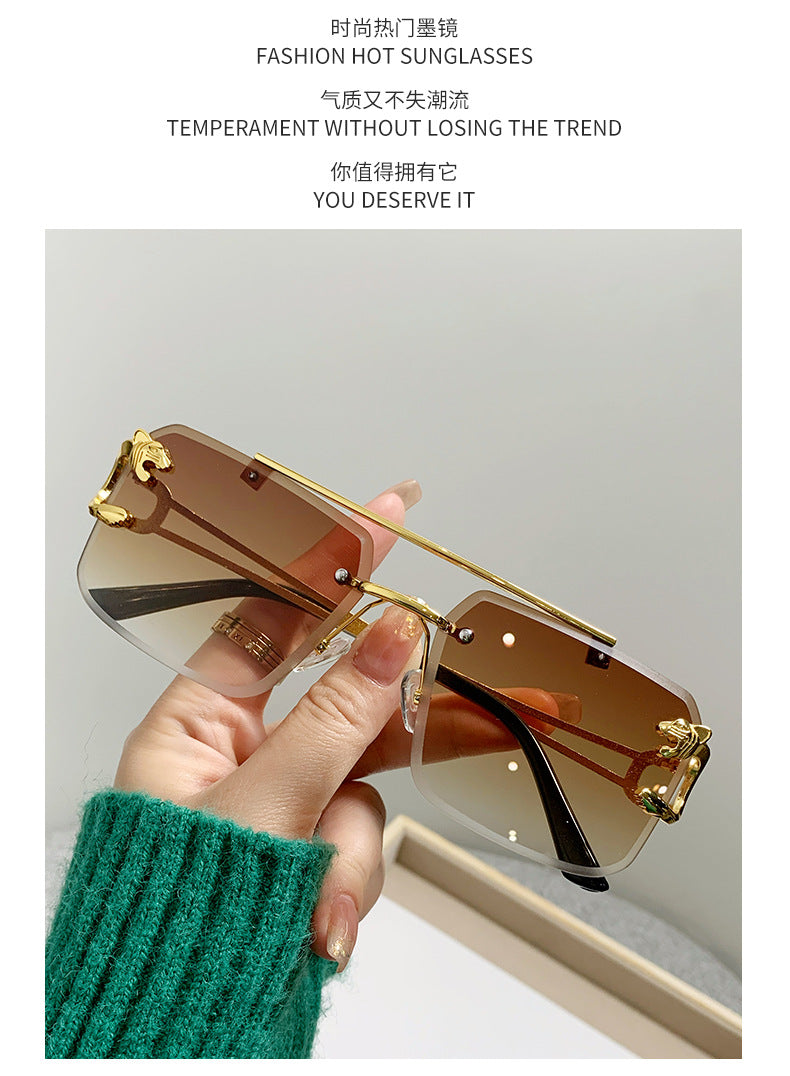 European and American Cross-Border Hot-Selling Double-Beam Edge-Cut Sunglasses for Men Wholesale Trendy Personality Sunglasses for Women sunglasses