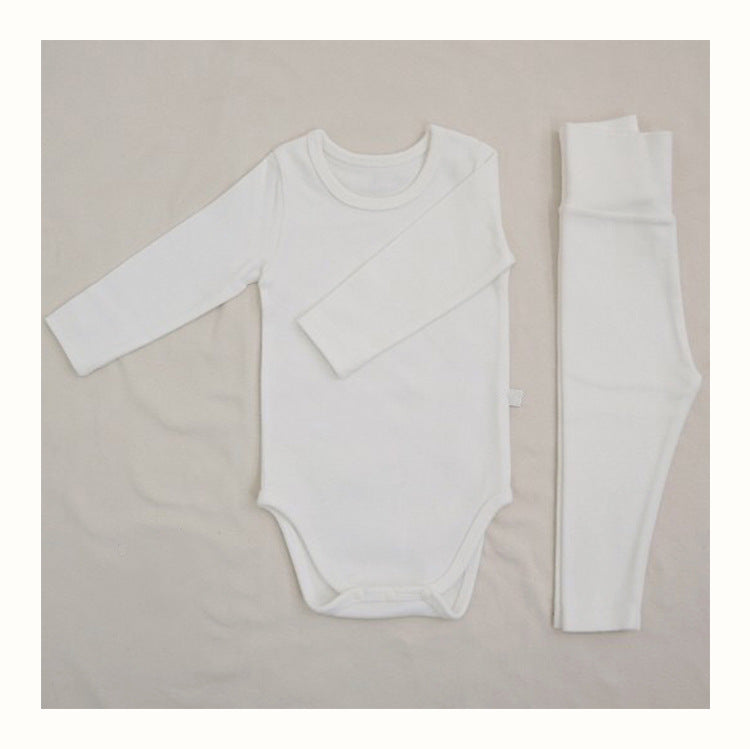 Baby Romper Spring and Autumn a High-Waist Belly Protection Pants Set Baby Spring and Autumn Triangle Romper Bodysuit Jumpsuit