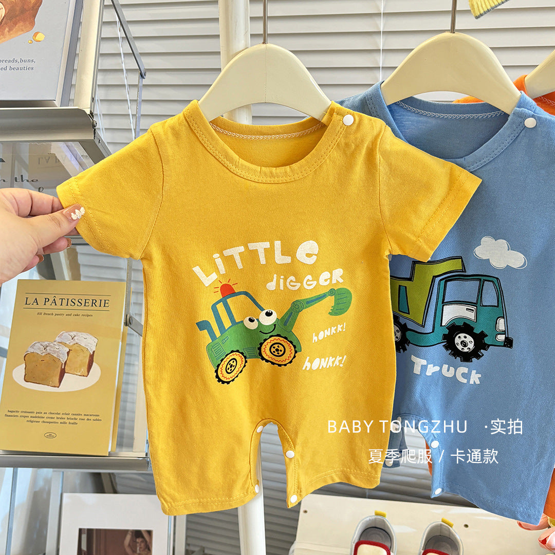 Pure Cotton Infant Jumpsuit Summer Pure Cotton Printed Korean Version Baby Romper Lightweight Breathable Unisex Baby Short Sleeve