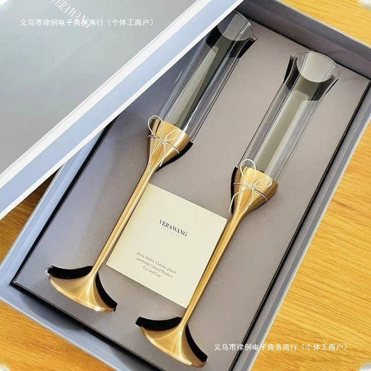 British Wang Weiwei Champagne Glass VeraWang Love Knot Rope Red Wine Pairing Goblet Wedding Gift Box