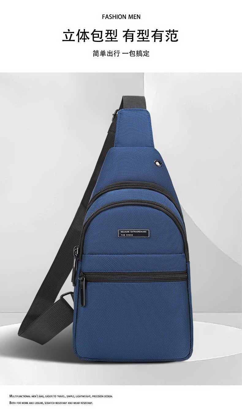 Silk Chest Bag Autumn New Large Capacity Casual Men's Bag Lightweight Simple Water-Resistant Oxford Cloth Crossbody Backpack