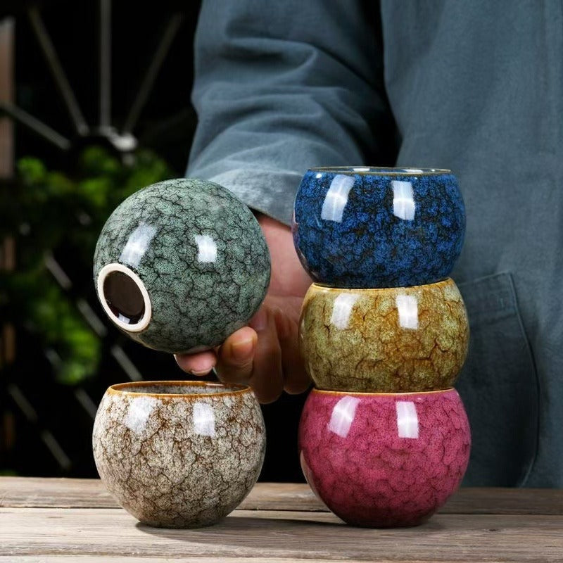 Kiln Change Five Elements Cup Kung Fu Tea Cup Large Capacity Exclusive Master Cup Tasting Cup Tea Bowl High-end Commemorative Tea Cup Gift Box