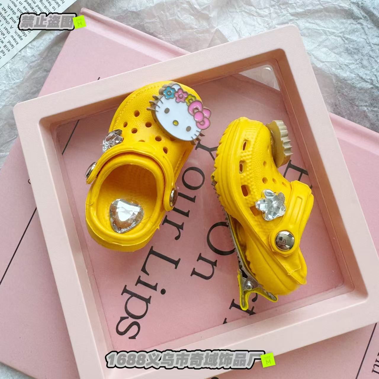 Diamond-Encrusted Cute Cartoon Cat Slippers Hair Clip Duckbill Clip Fresh Sweet Versatile Hair Accessories Headwear Unique Design