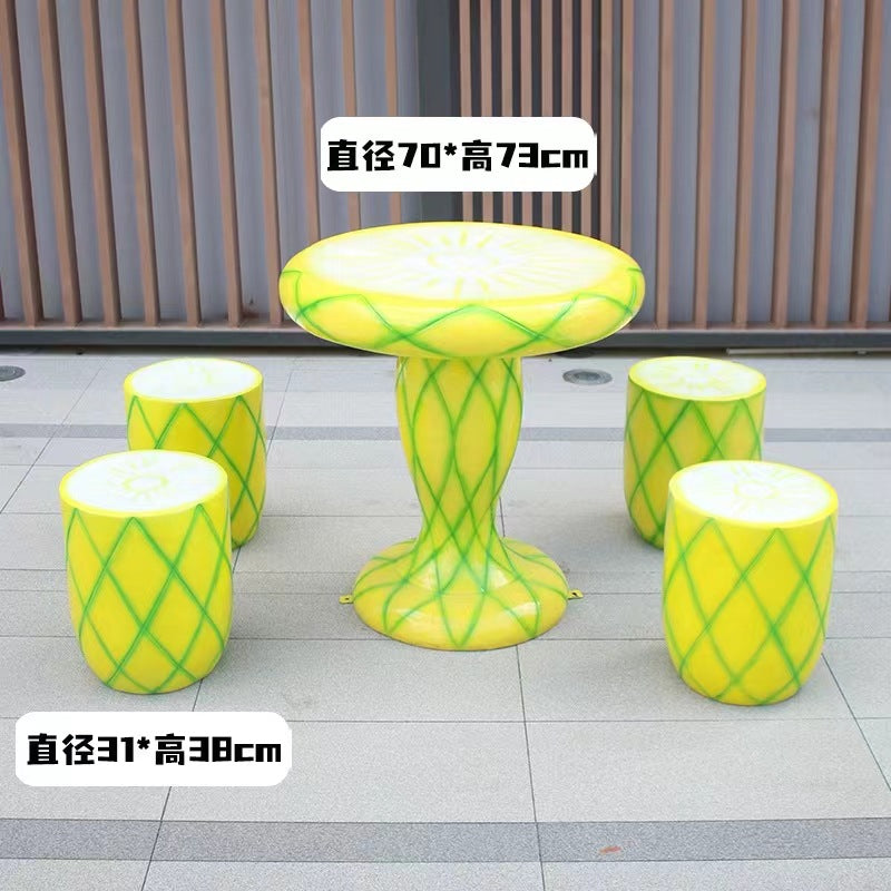 Outdoor fiberglass mushroom table and chair ornament Yard Table Courtyard Garden Kindergarten Garden Landscape Sculpture Ornament