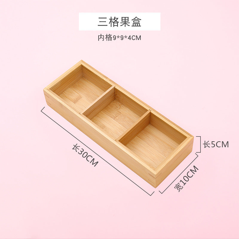 New Style Tea Brewing Tray with Four, Six, and Nine Grids for Fruit and Snacks, Bamboo Wooden Tray for Dried Fruits