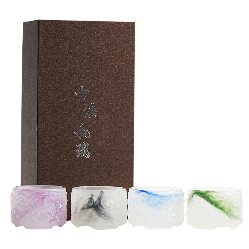 2024New High-End Glazed Cloud Pattern Tea Cup Set Single Master Cup Kung Fu Tea Cup Business Gift for Gifting