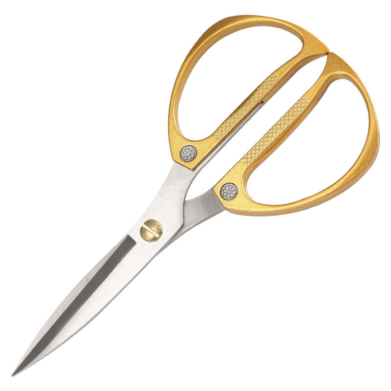 Golden Steel Scissors Stainless Steel Scissors Household Alloy Strong Kitchen Chicken Bone Scissors Special Large Scissors Cloth Cutting Small Scissors
