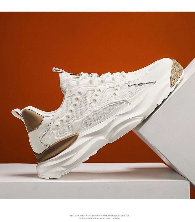 New Fashion Versatile Dad Sneakers2024Summer Trend Thick-Soled Height-Increasing Men's Shoes Mesh Breathable Casual Sneakers