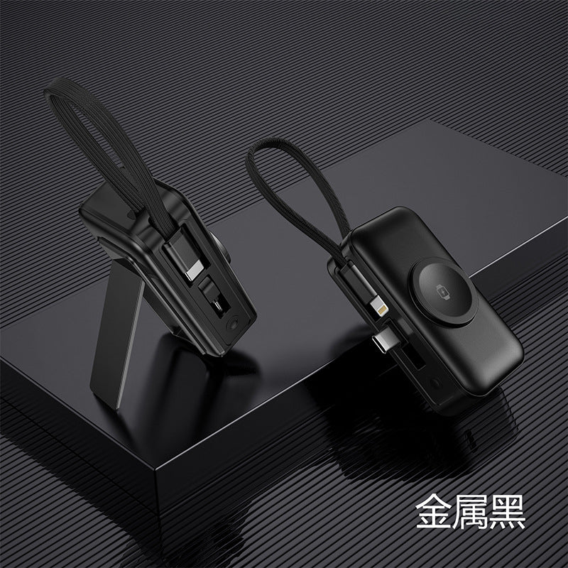 3-in-1 Magnetic Wireless Charger5000mAh Built-in Cable Portable Power Bank for Watches and Phones Wireless Charging Dropshipping