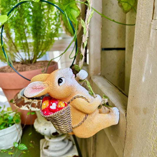 Cute Animal Climbing Bunny Wall Hanging Homestay Outdoor Garden Ornament Courtyard Tree Climbing Landscape Pipe Decoration