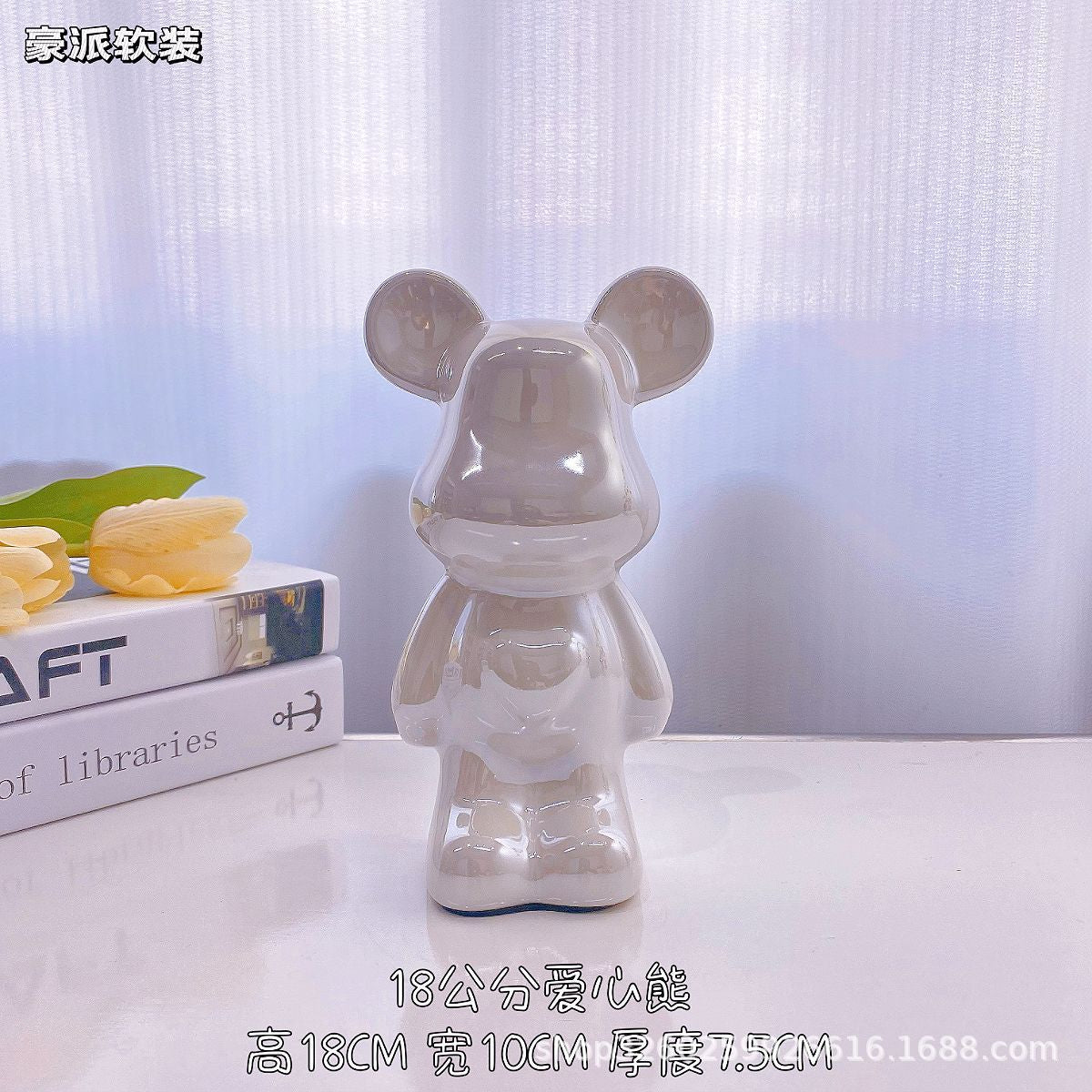 Chinese Style Violent Bear Ornament High-end Ceramic Living Room Entrance TV Cabinet Wine Cabinet Money Box Home Decoration Gift