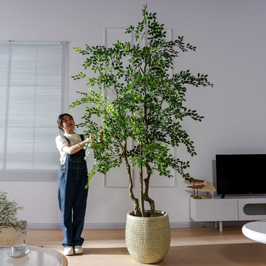 High-End Artificial Green Plant Elm Money Tree Banyan Tree Large Floor Plant Indoor Living Room Atmosphere Fake Tree Landscaping Decoration