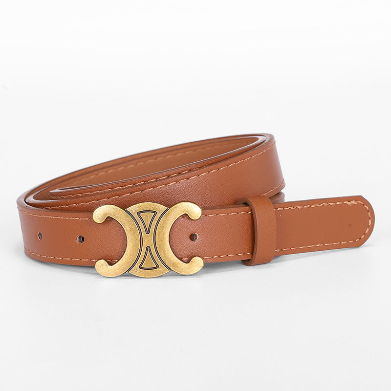 Women's English Letter Smooth Buckle Belt Versatile Jeans Decoration Fashion Trendy Internet Celebrity Fashion Waist Belt