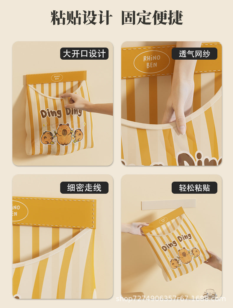 Magic Tape Sock Storage Bag Hanging Bag Door Back Storage Trash Bag Wall Hanging Miscellaneous Pocket Plastic Bag Storage Wall Hanging