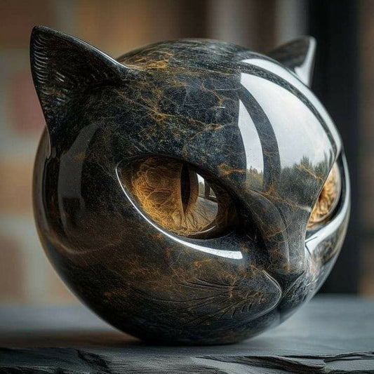 Cross-Border New Products Luxury Black Cat Stone Sculpture Luxurious Black Cat Stone Sculpture