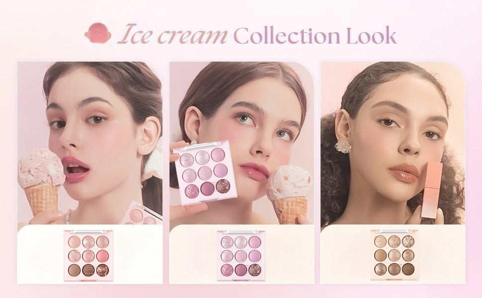 Capel Ice Cream Nine-Color Eyeshadow Palette Pearlescent Matte Rose Palette Under-eye Blush Oat Milk Tea Earth Pure Desire
