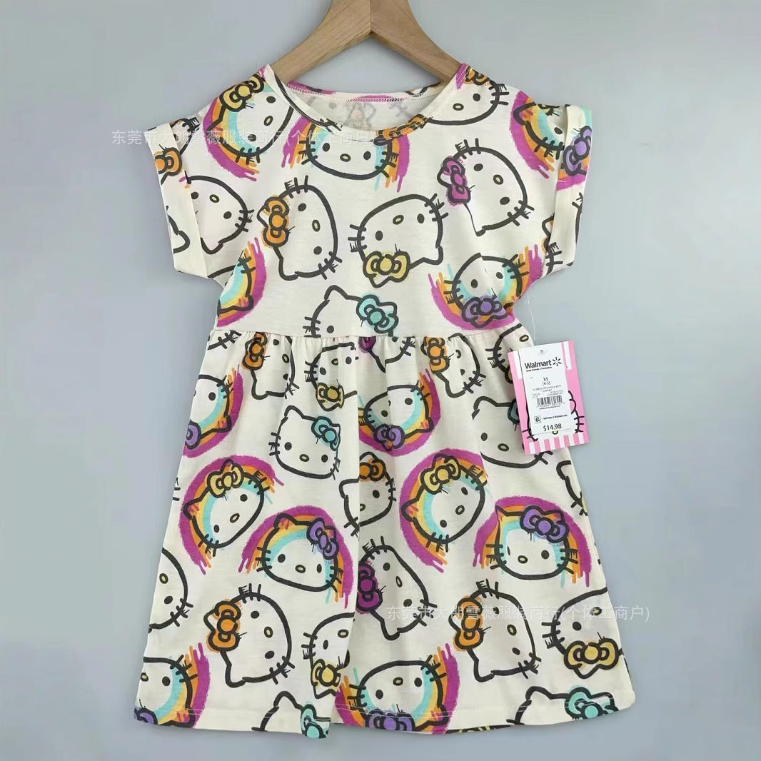 New Printed Turn-Down Collar Children's Dress