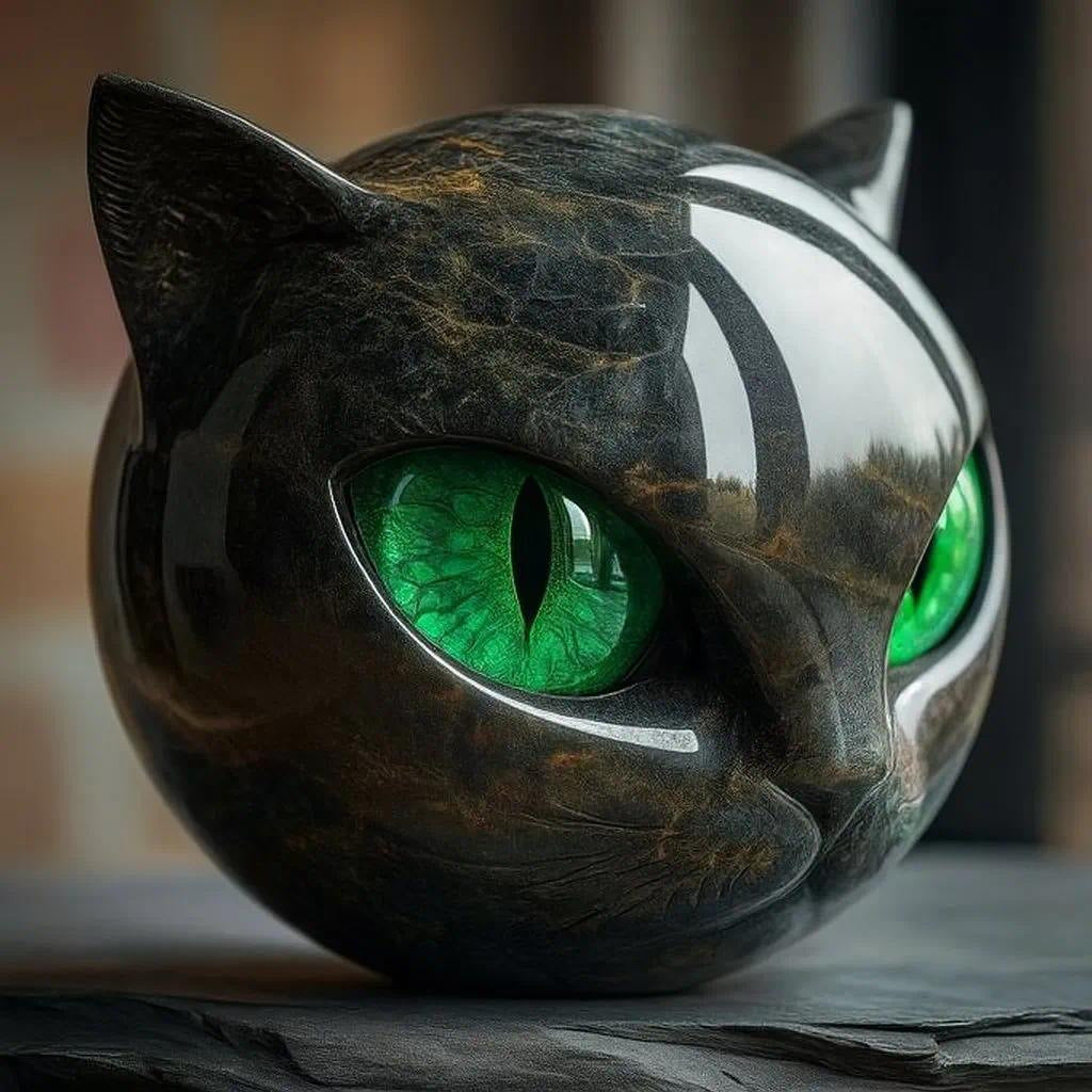 Cross-Border New Products Luxury Black Cat Stone Sculpture Luxurious Black Cat Stone Sculpture