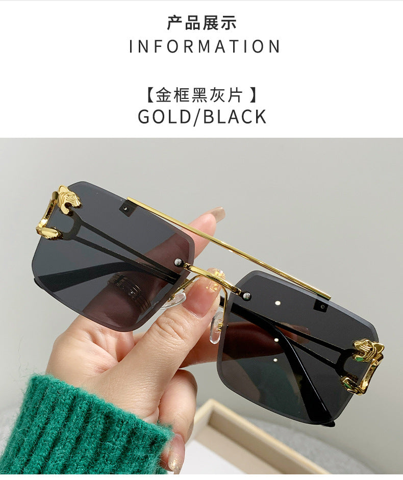 European and American Cross-Border Hot-Selling Double-Beam Edge-Cut Sunglasses for Men Wholesale Trendy Personality Sunglasses for Women sunglasses