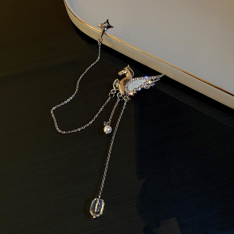 Inlaid Diamond Pearl Digital Flower Brooch French Light Luxury Elegant Pin Fashion Niche High-end Suit Accessory for Women