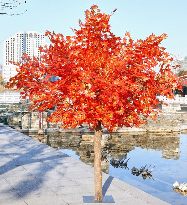 Artificial Red Maple Tree Maple Leaf Tree Indoor and Outdoor Decoration Maple Leaf Fake Tree Square Exhibition Hall Park Hotel Scene Layout Tree